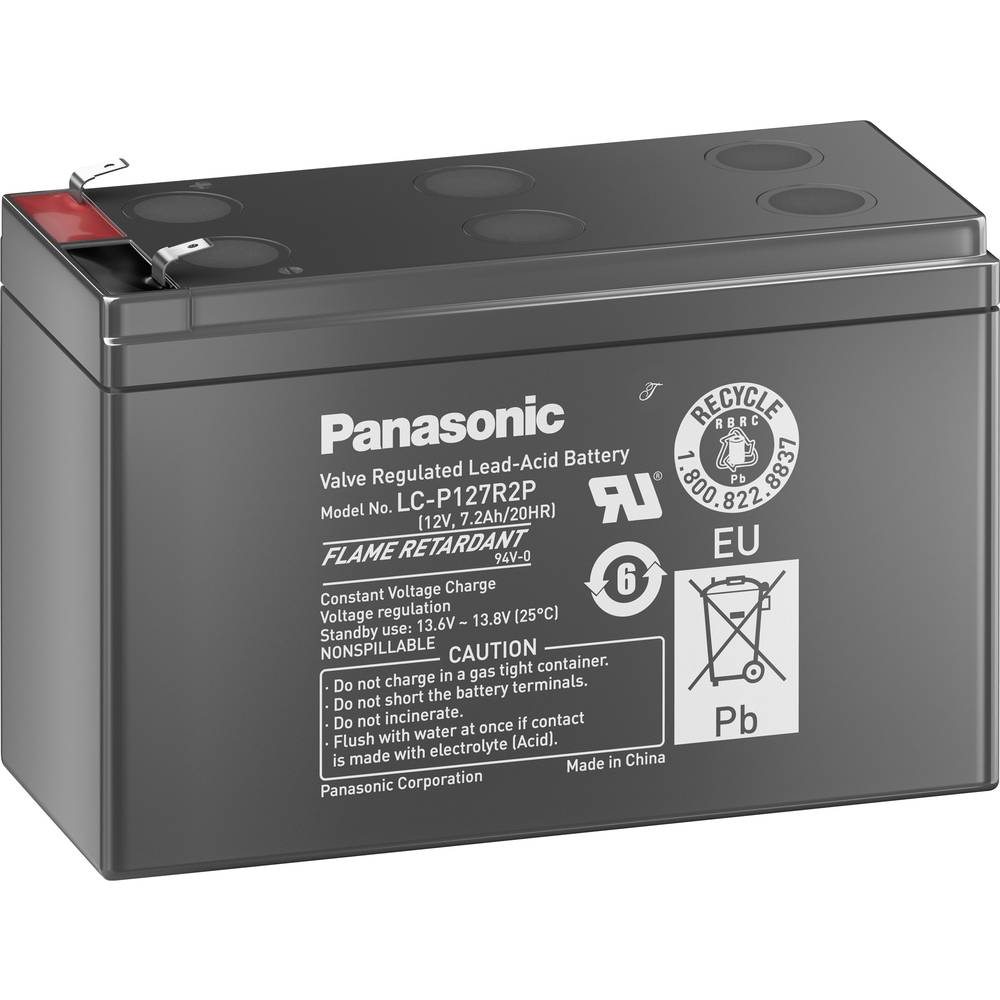 Panasonic 12v UPS Battery 12 Volt 7.2Ah 20 HR LC-V127R2NA 12V 7A 7Ah ...