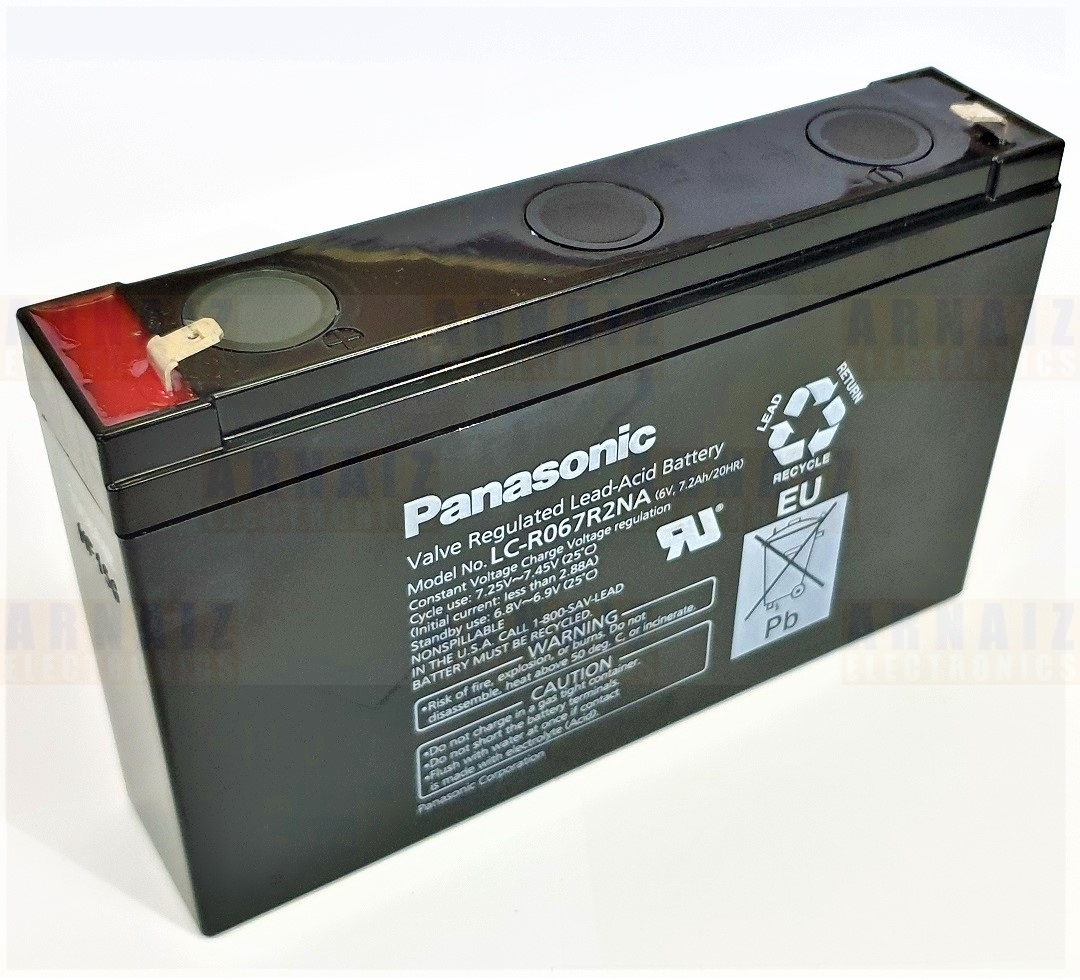 Panasonic 6V 7.2Ah SLA Rechargeable Battery LC-R067R2NA Valve Regulated ...